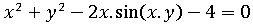 x^2+y^2-2*x*sin(x*y)-4=0