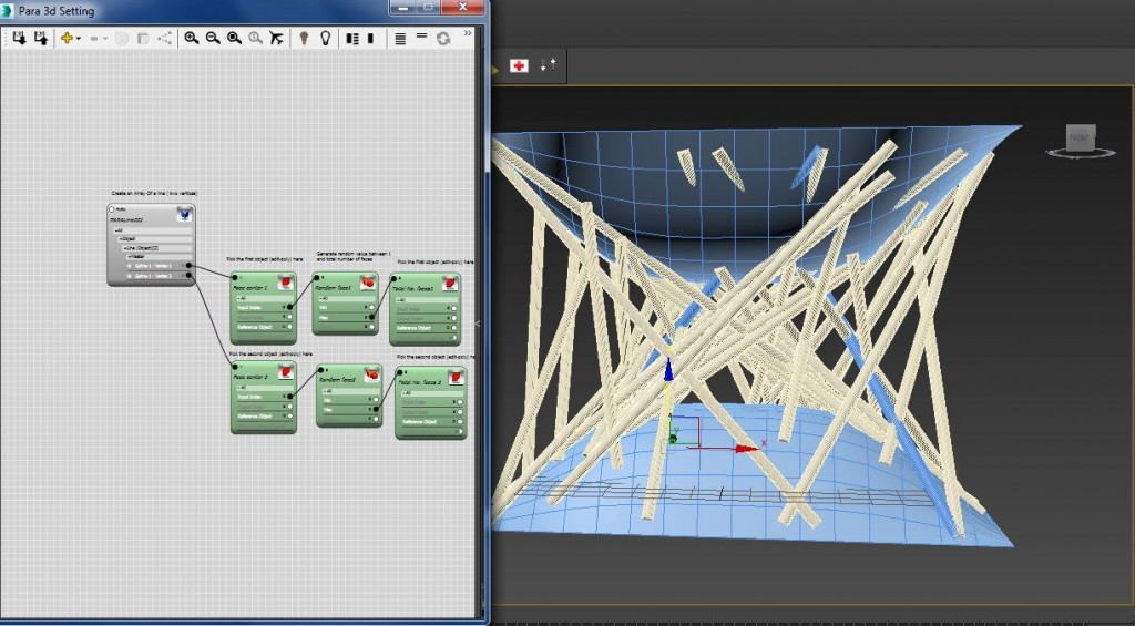 array between two meshes